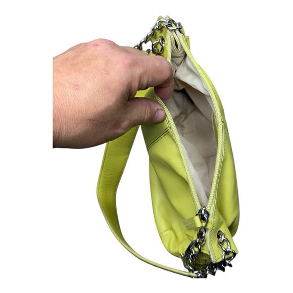 Sondra Roberts Squared Ruched Lime Green Clutch Chain Strap Bag - Picture 8 of 15